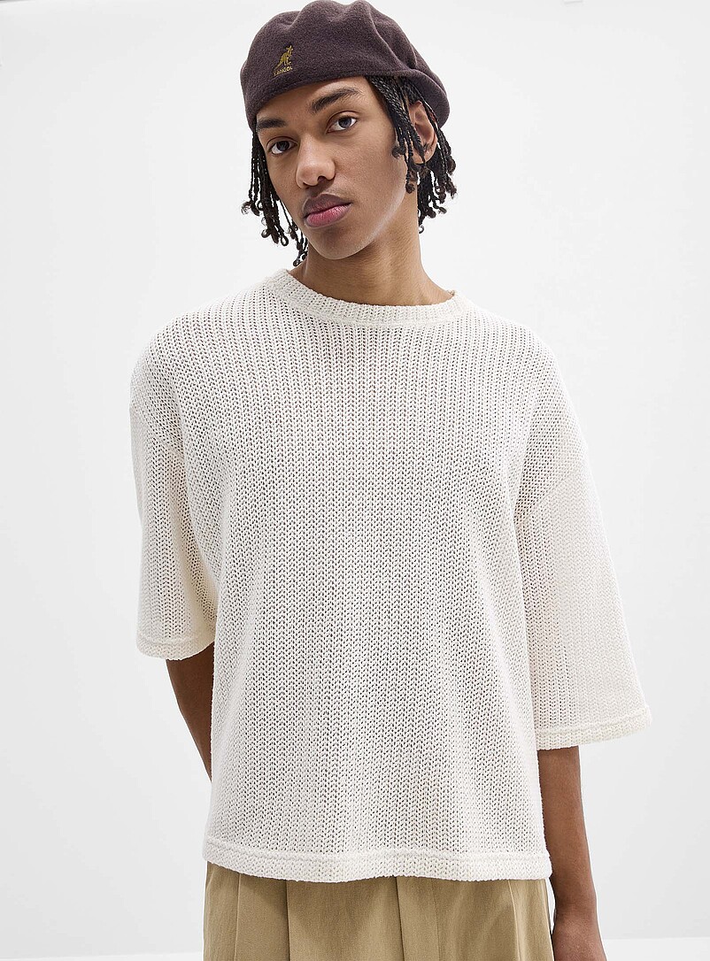 Oversized Openwork Knit T-Shirt Imported From Seoul