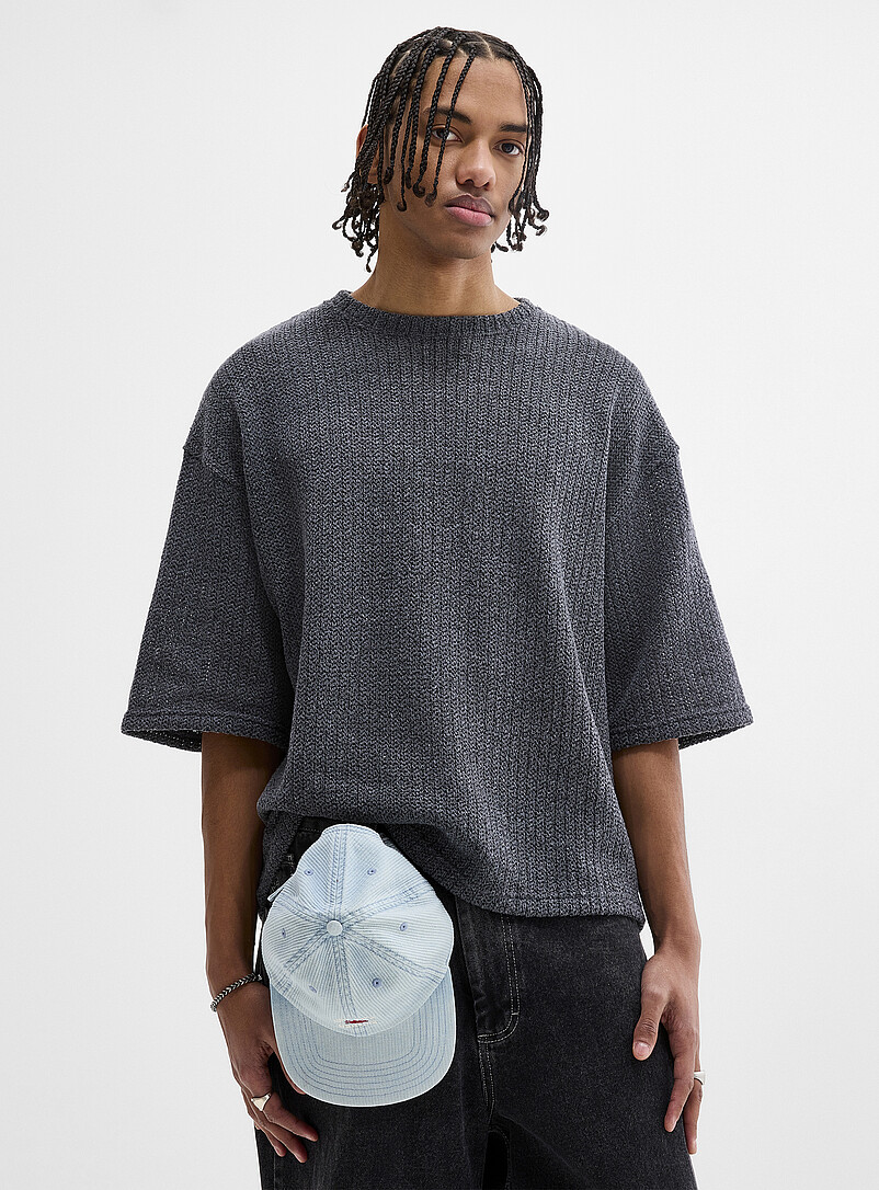 Oversized openwork knit T-shirt Imported from Seoul product image (primary)
