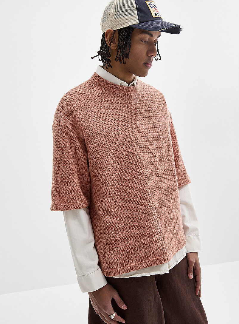 Oversized Openwork Knit T-Shirt Imported From Seoul