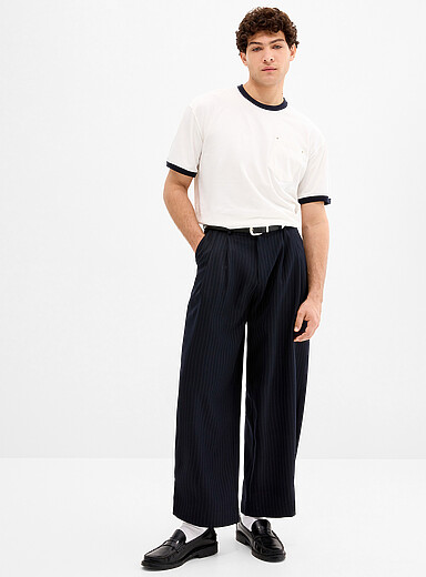 Banker stripe wide-leg pant Loose fit <b>Imported from Seoul</b>
