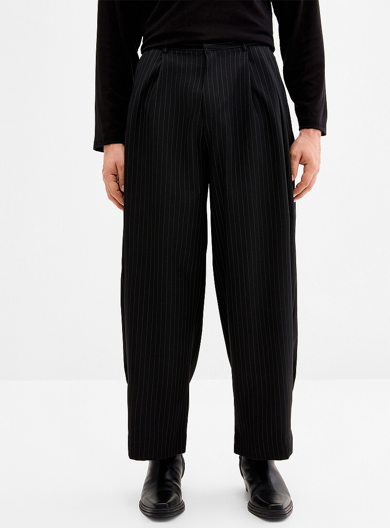 Banker stripe wide-leg pant Loose fit Imported from Seoul product image 2