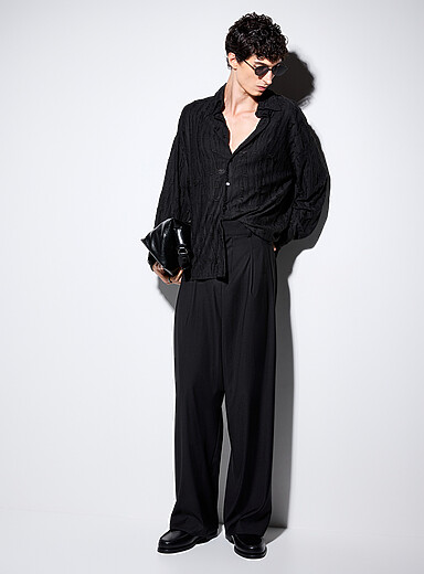 Le 31 Black Pleated high-rise pant <b>Imported from Seoul</b> for men