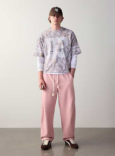 Djab: Le pantalon ballon jersey double Coupe ample <b>Importation de S&eacute;oul</b> Vieux rose pour homme