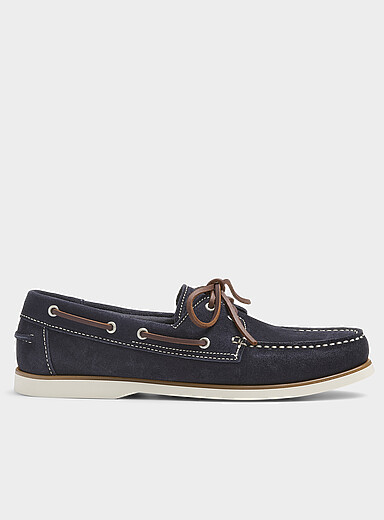 La chaussure bateau su&egrave;de marine Homme