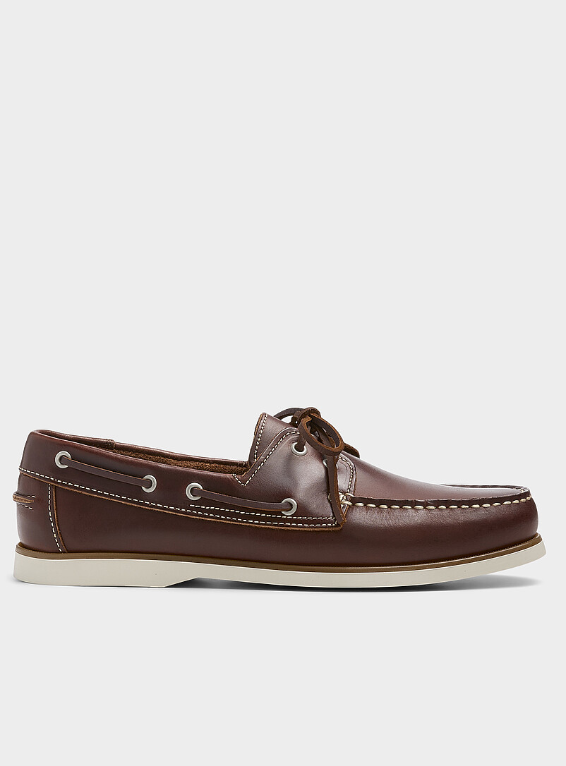 Brown Leather Boat Shoes Men