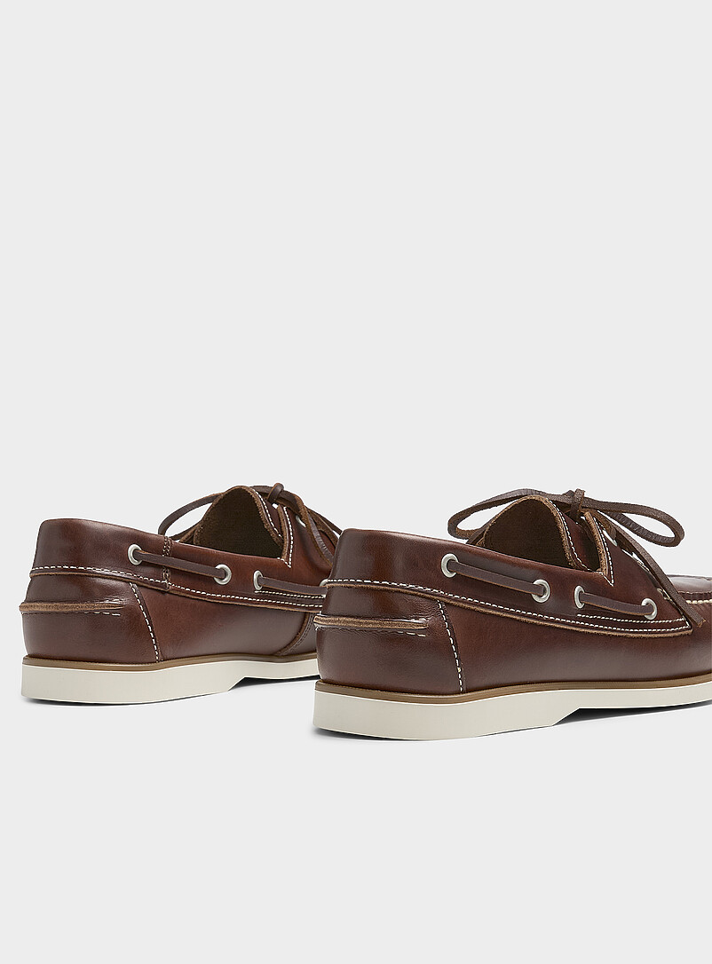 Brown leather boat shoes Men product image 2