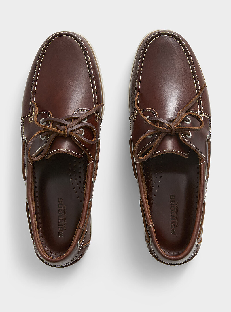 Brown leather boat shoes Men product image 3