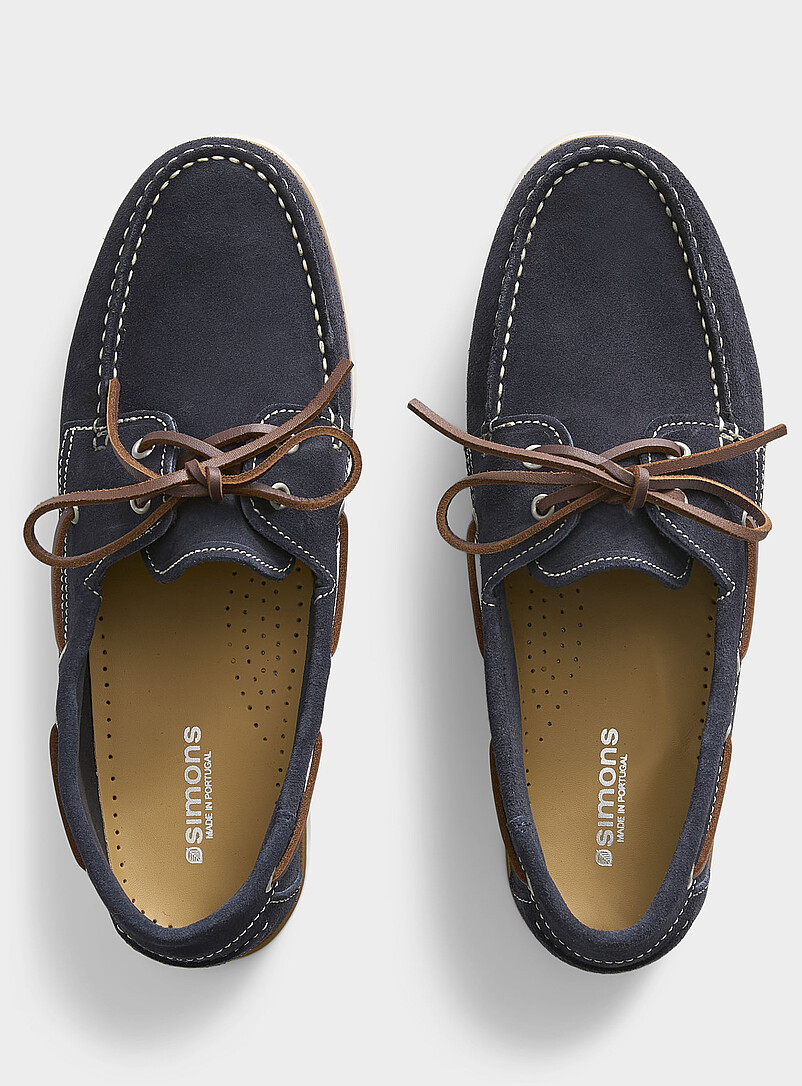 Navy-blue suede boat shoes Men product image 3