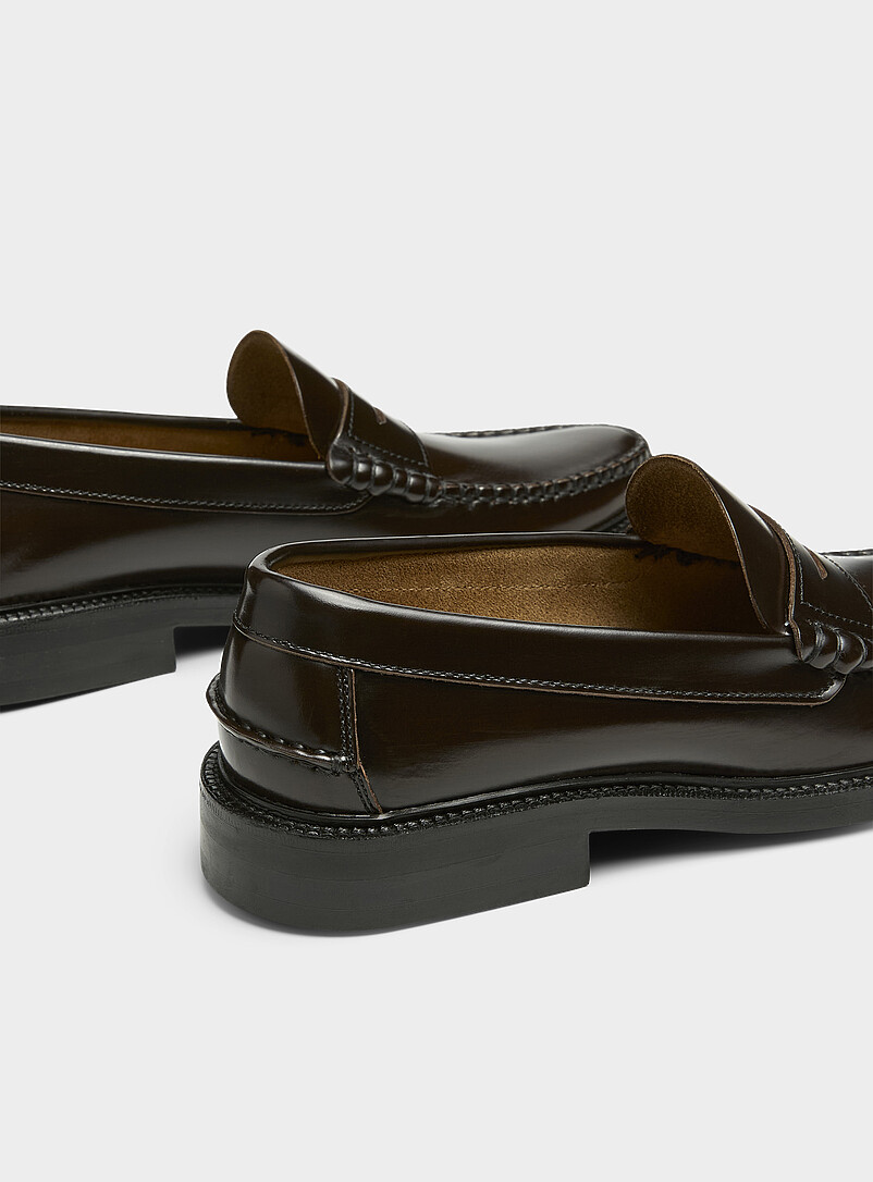 Simons: Le fl&acirc;neur penny cuir lisse Homme Chocolat - Espresso pour homme