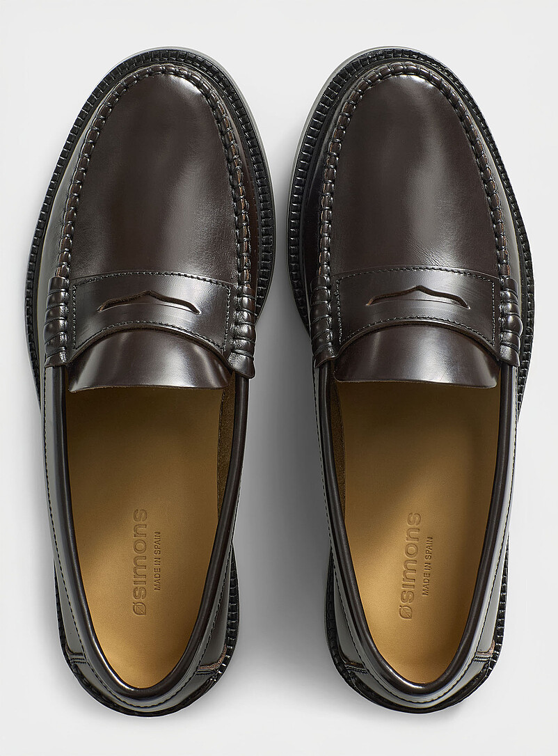 Simons: Le fl&acirc;neur penny cuir lisse Homme Chocolat - Espresso pour homme
