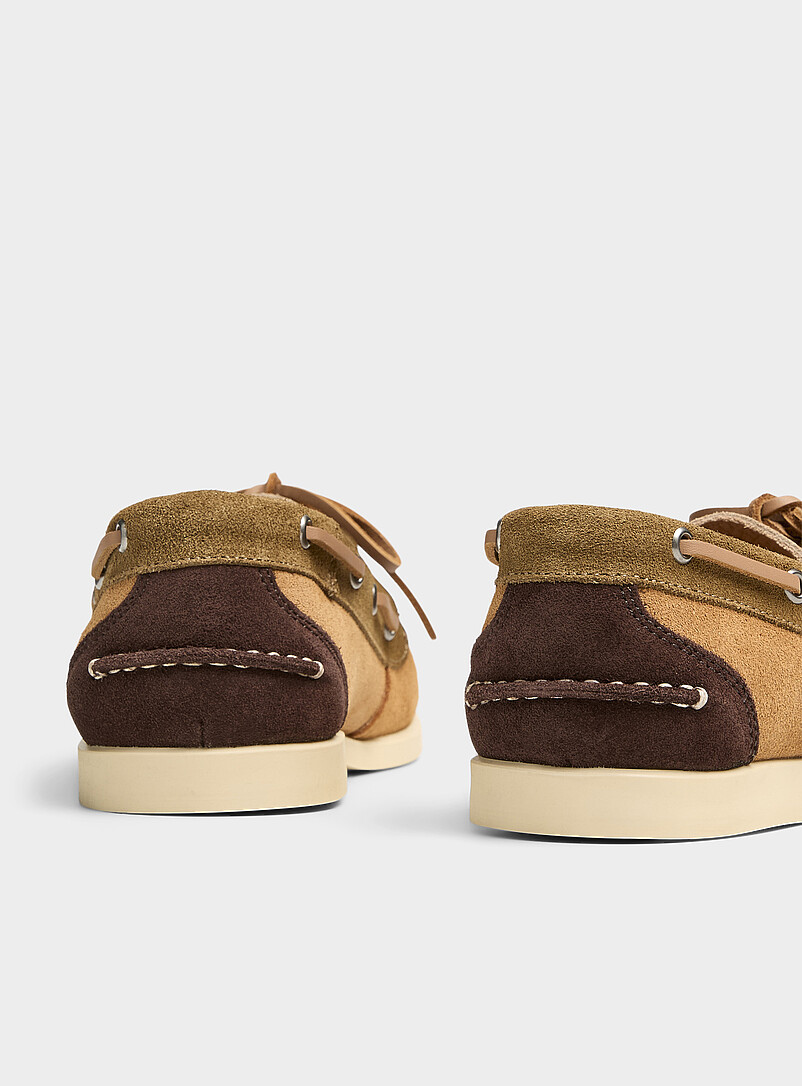Simons: La chaussure bateau blocs de couleur Taupe pour homme