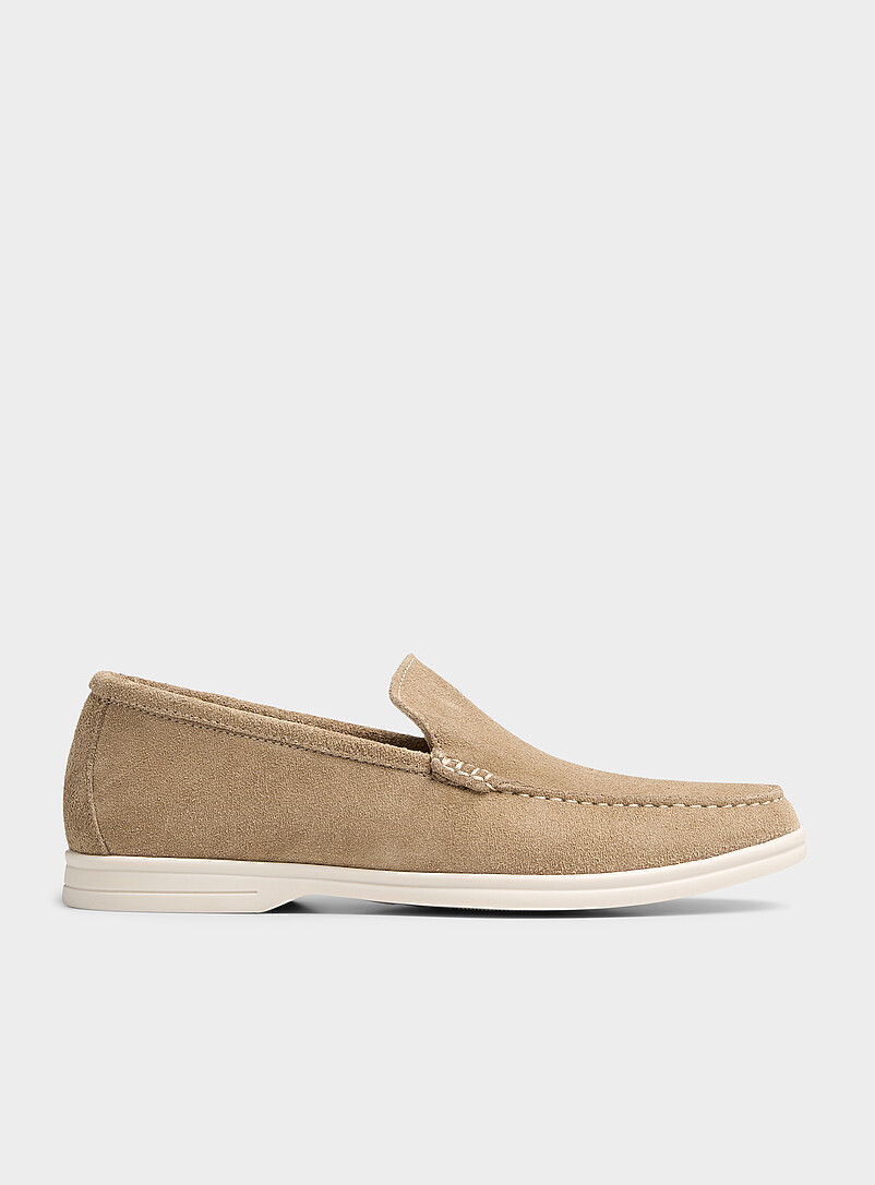 Contrast Sole Suede Loafers Men