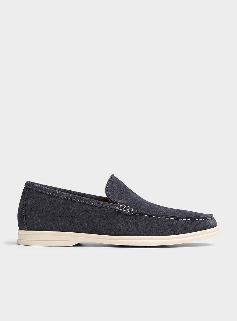 Contrast Sole Suede Loafers Men
