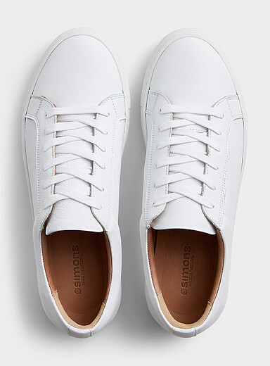 Simons: Le sneaker cuir &eacute;pur&eacute; Ricardo Blanc pour homme