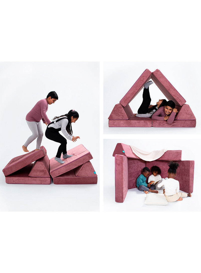 Go coconut Slate Grey The Half-Coconut modular play couch 2-piece set