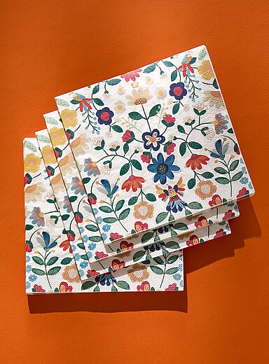 Yucatan flowers paper napkins 16.5 x 16.5&nbsp;cm. Pack of 25. <b>Live Outside exclusive collection</b>