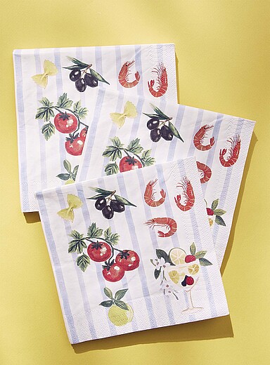 Les serviettes en papier saveurs d'&eacute;t&eacute; 16,5 x 16,5 cm. Paquet de 25.