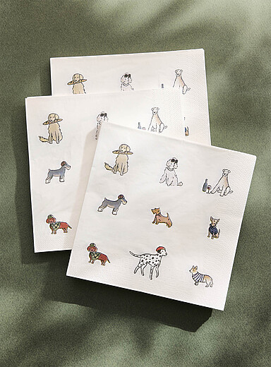 Les serviettes en papier belle vie chiens 16,5 x 16,5 cm. Paquet de 25.
