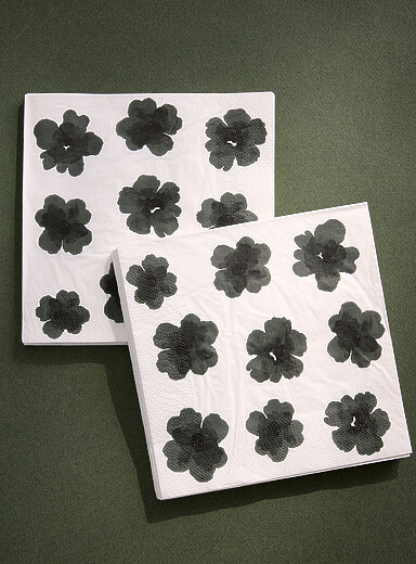 Les serviettes en papier fleurs abstraites 16,5 x 16,5 cm. Paquet de 25.