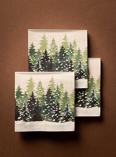Snowy firs napkins 16.5 x 16.5&nbsp;cm. Pack of 25. <b>Christmas Collection</b>
