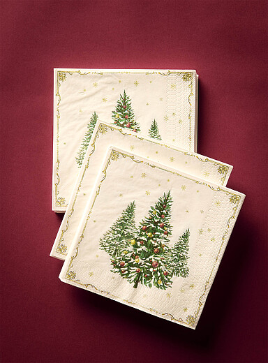 Les serviettes en papier sapins de No&euml;l 16,5 x 16,5 cm. Paquet de 25. <b>Collection de No&euml;l</b>
