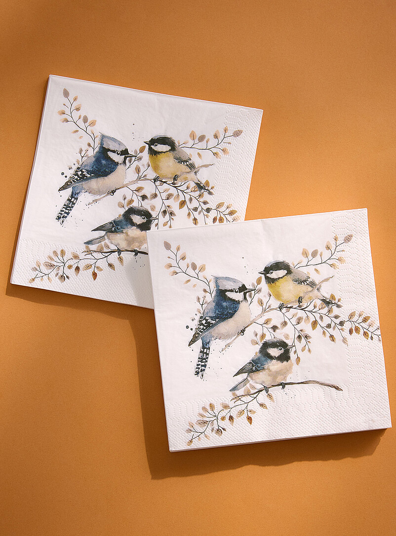 Forest birds paper napkins 16.5 x 16.5 cm. Pack of 25. product image (primary)