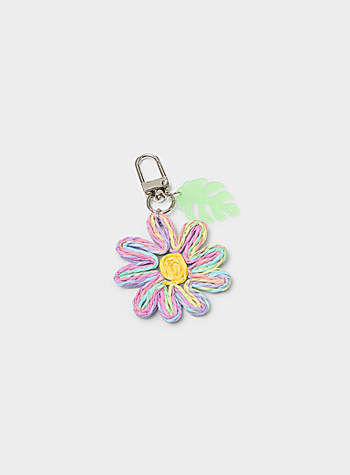 Daisy and monstera bag charm
