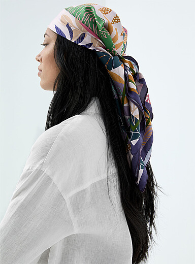 Le grand foulard color&eacute; pure soie