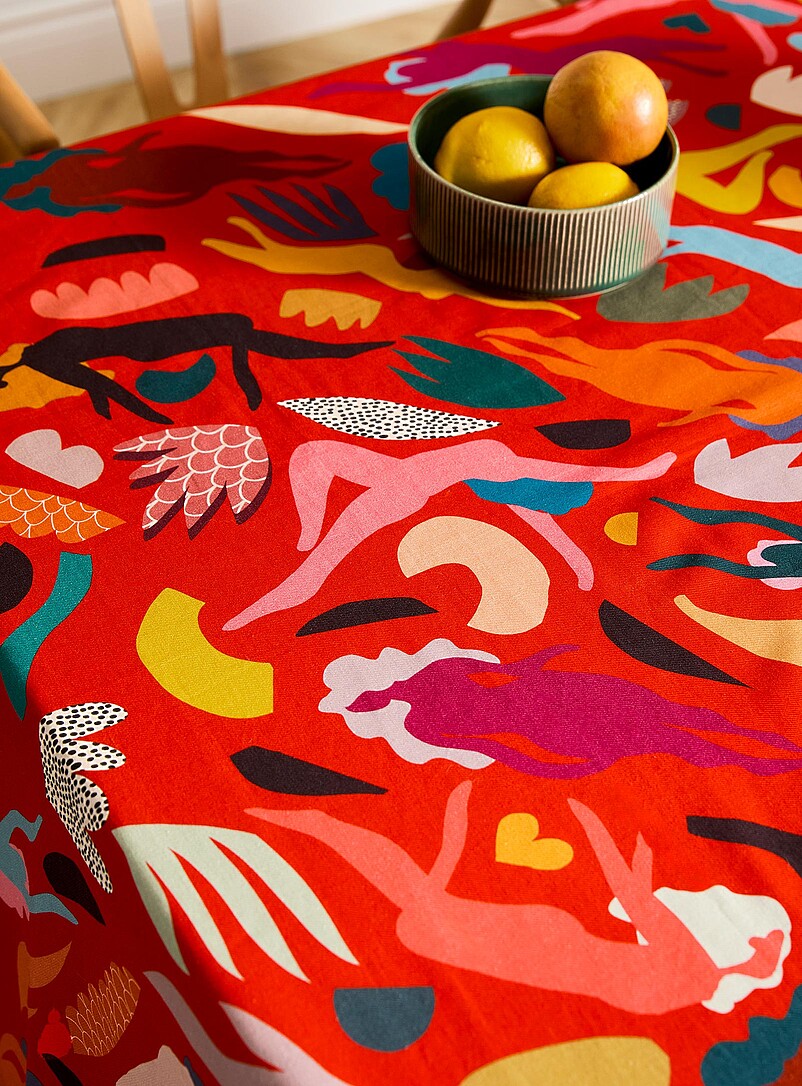 Dora Nola: La nappe color&eacute;e &agrave; pampilles &Eacute;cru &agrave; motifs