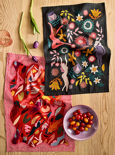 Dora Nola Patterned Green Colourful tea towel set