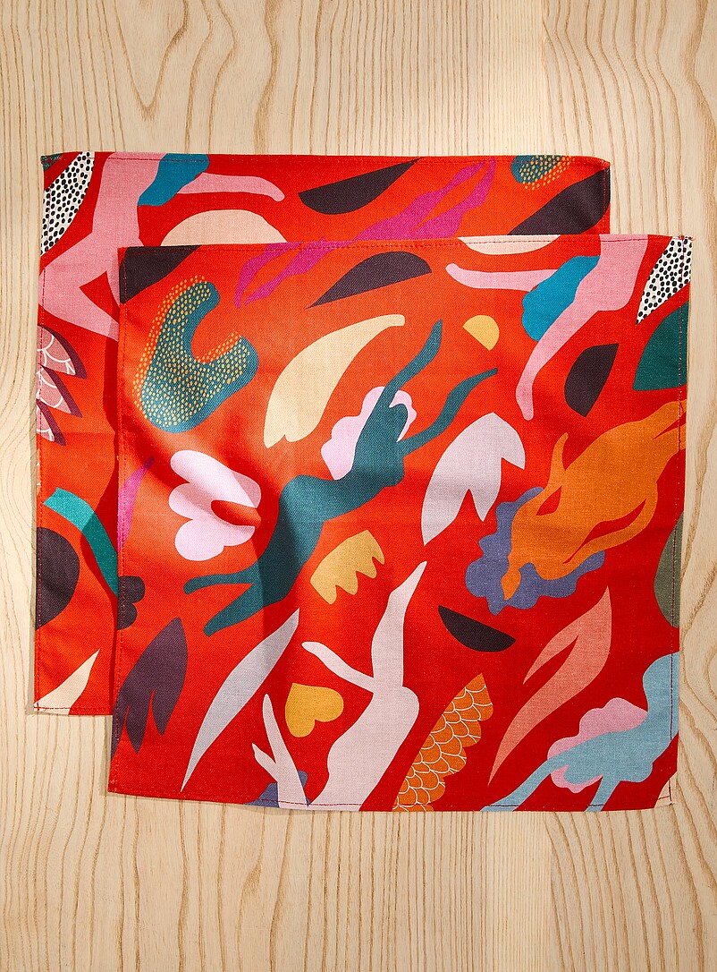 Dora Nola Patterned Ecru Colourful napkin set