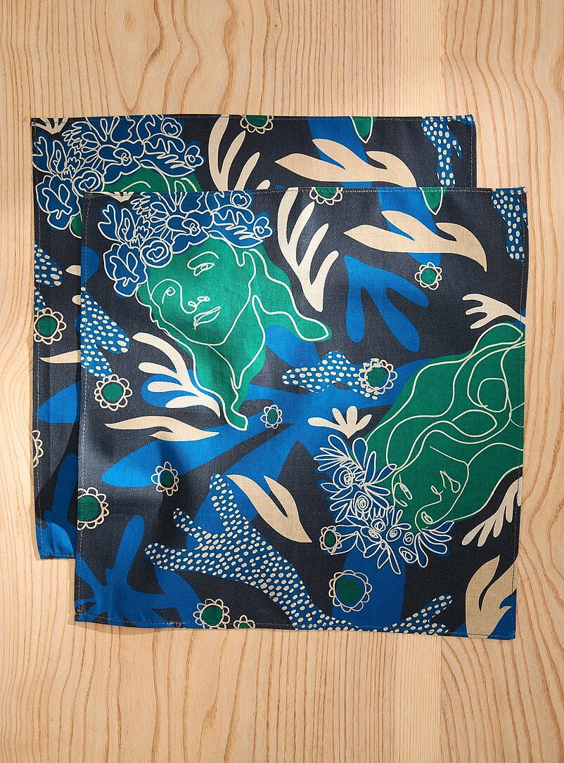 Dora Nola Patterned Ecru Colourful napkin set