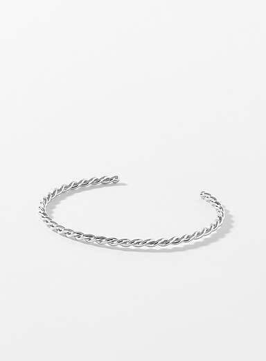 Le bracelet jonc ouvert torsad&eacute; argent