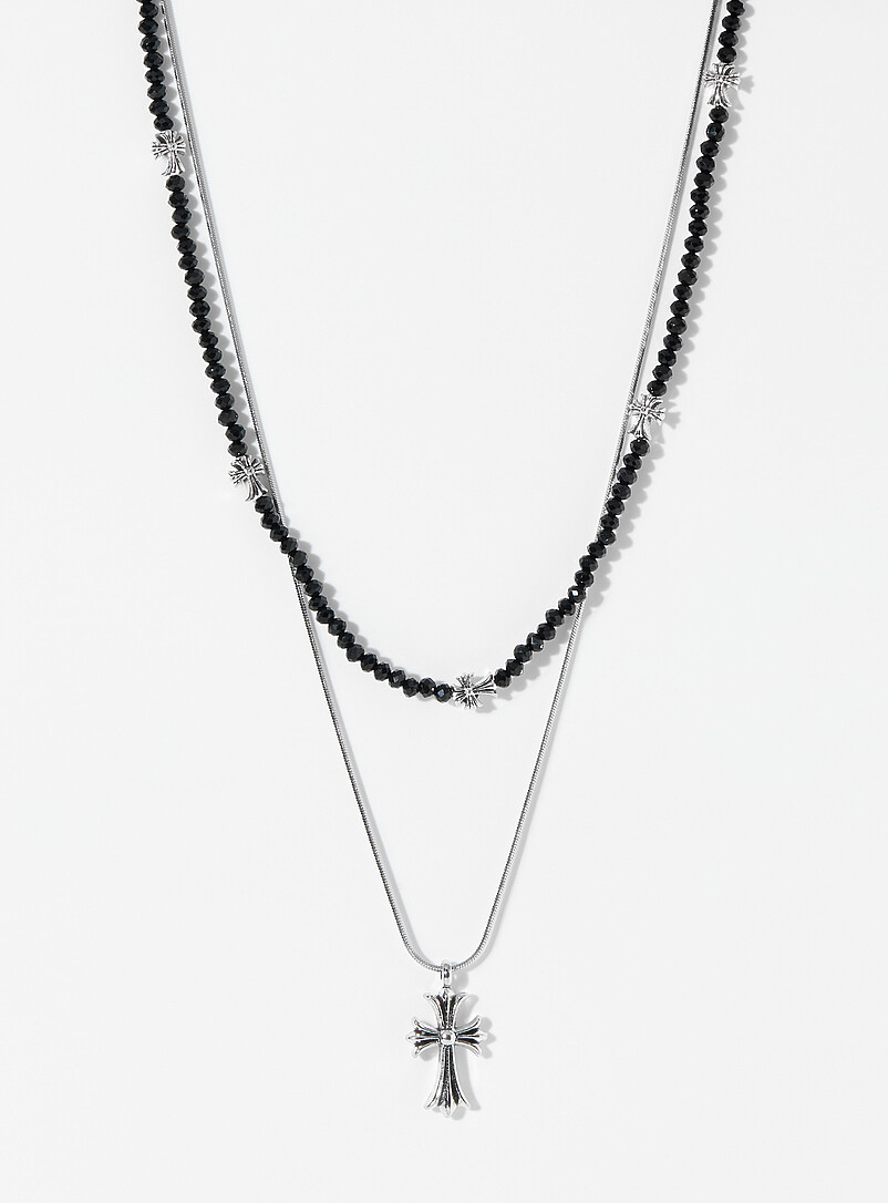 Cross two-row pendant necklace product image (primary)