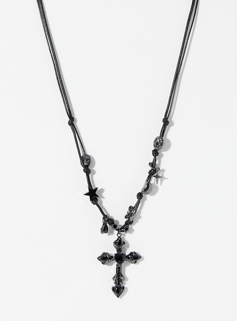 Gothic cross cord necklace product image (primary)