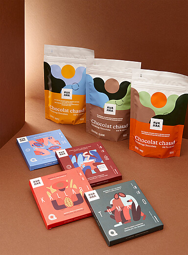 L'ensemble tablettes de chocolat et chocolats chauds