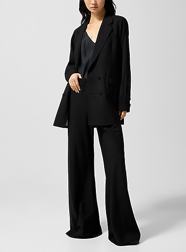 Le pantalon jambe large laine et soie