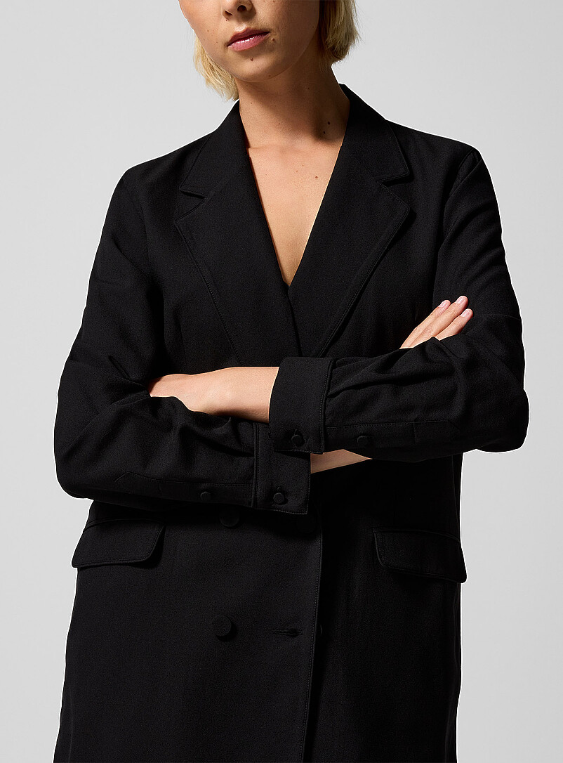 Silk Laundry Black Wool-silk blend blazer for women
