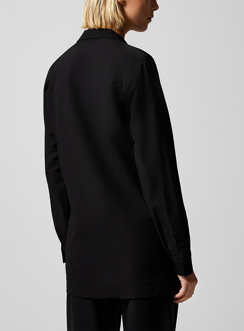 Silk Laundry Black Wool-silk blend blazer for women