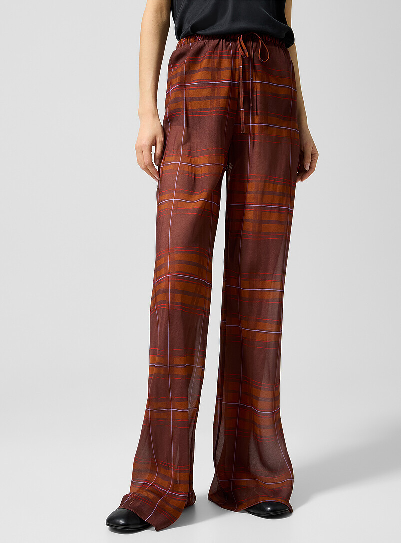 Sheer pure silk tartan pattern pant product image 2