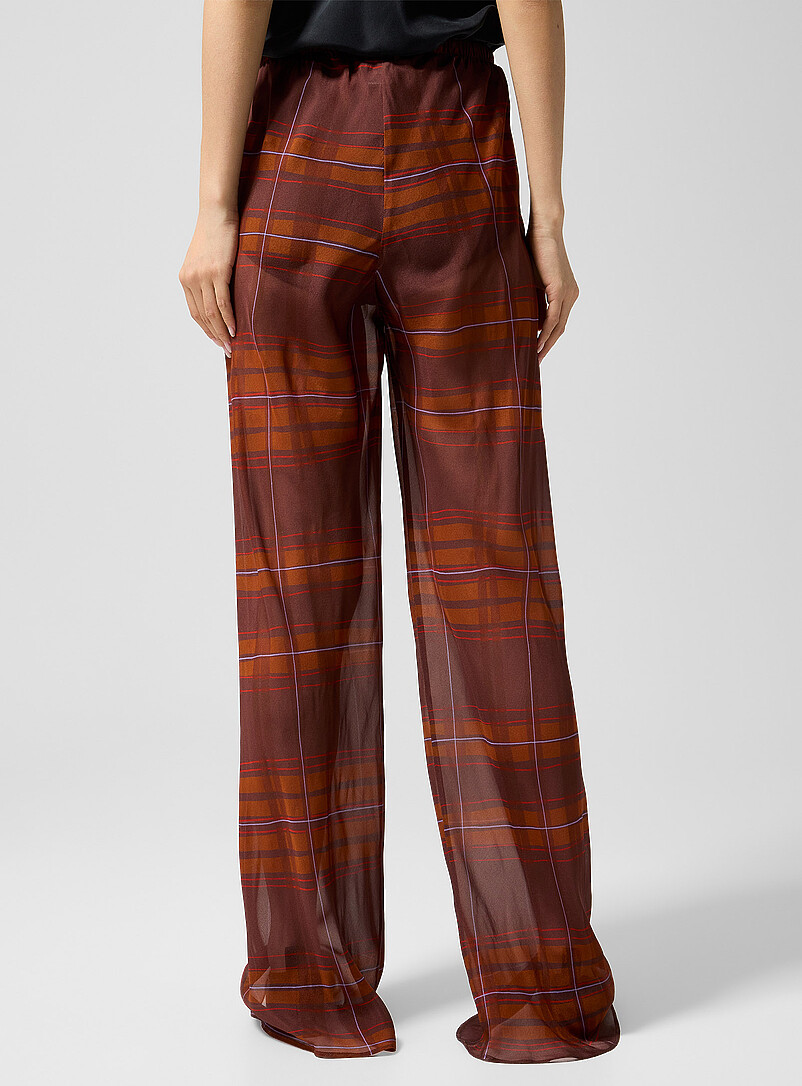 Sheer pure silk tartan pattern pant product image 3
