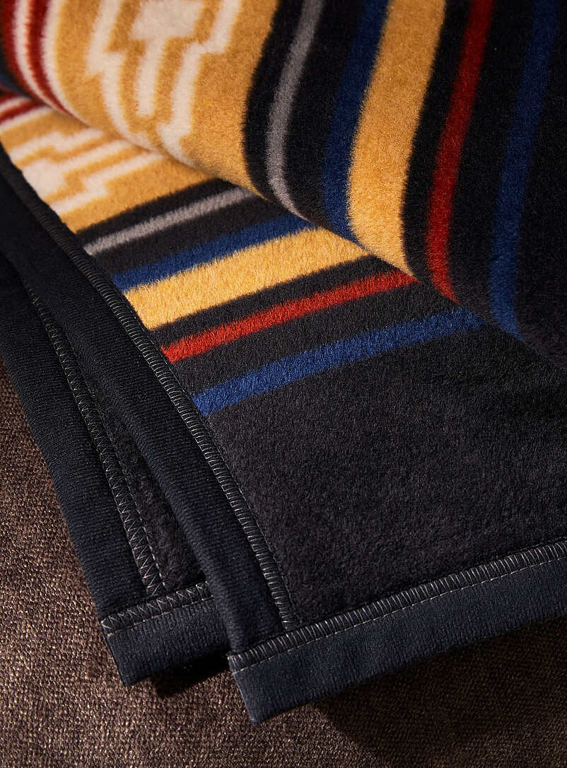 Biederlack Patterned Blue Adventure stripes and patterns throw 150 x 200 cm