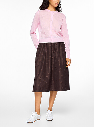 Cecilie Bahnsen: La jupe midi taffetas floral Fiella Chocolat - Espresso pour femme