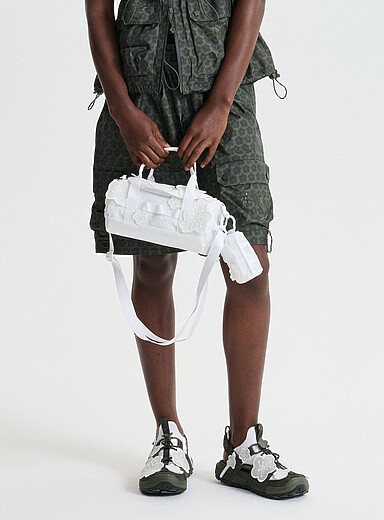 Cecilie Bahnsen White Maria embossed flowers tech handbag <b>Cecilie Bahnsen x The North Face</b> for women