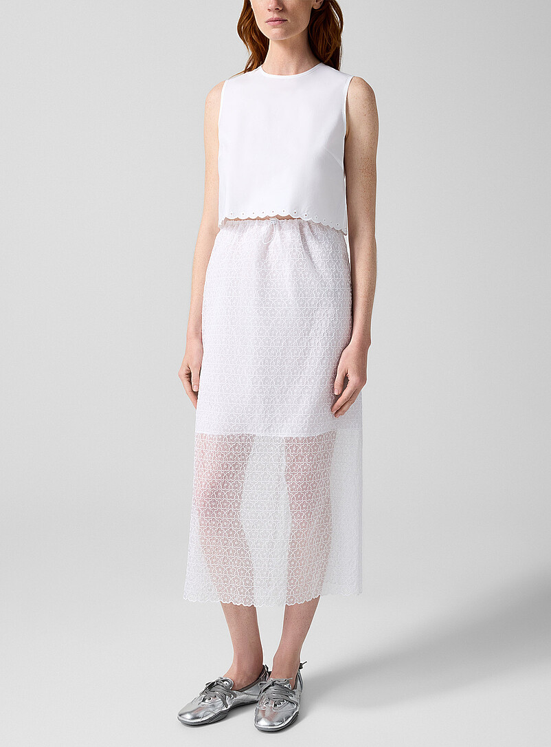 Donna embroidered-flower organza skirt product image (primary)
