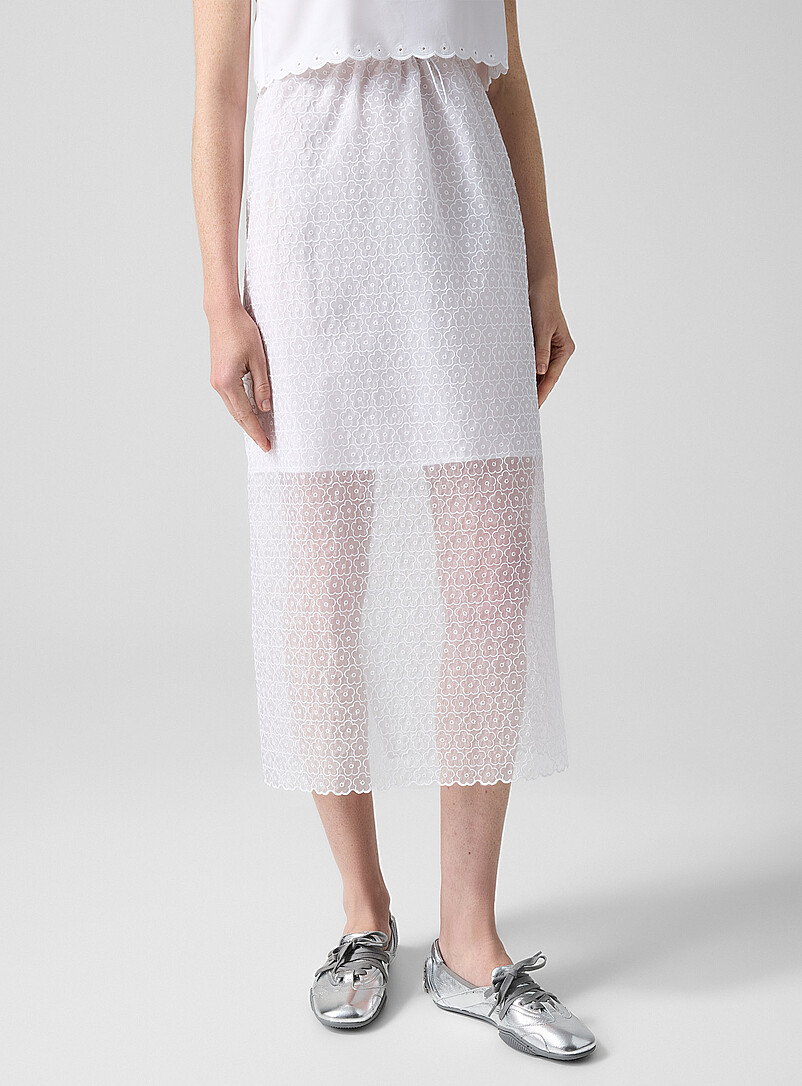 Donna embroidered-flower organza skirt product image 2