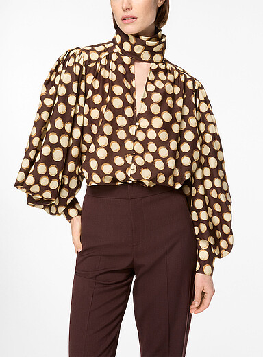 AL&Eacute;MAIS Brown Polka Dot Paula large polka dots blouse for women
