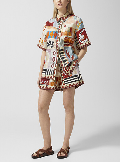 Painted shapes pure linen short