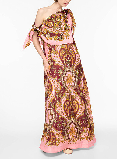 AL&Eacute;MAIS: La robe asym&eacute;trique imprim&eacute; paisley Porter Rouge &agrave; motifs pour femme