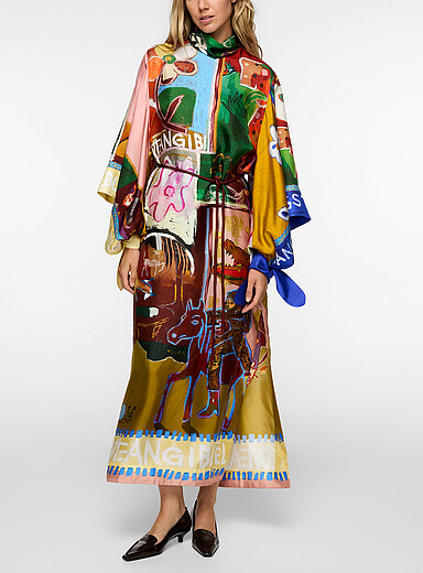 AL&Eacute;MAIS Assorted Mlak fragmented motif silk dress for women